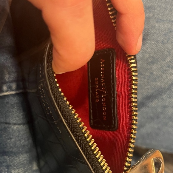 Aspinal of London Small Essential Flat Pouch Blac Croc Embossed 4 x 5.5 NIB - Picture 4 of 6